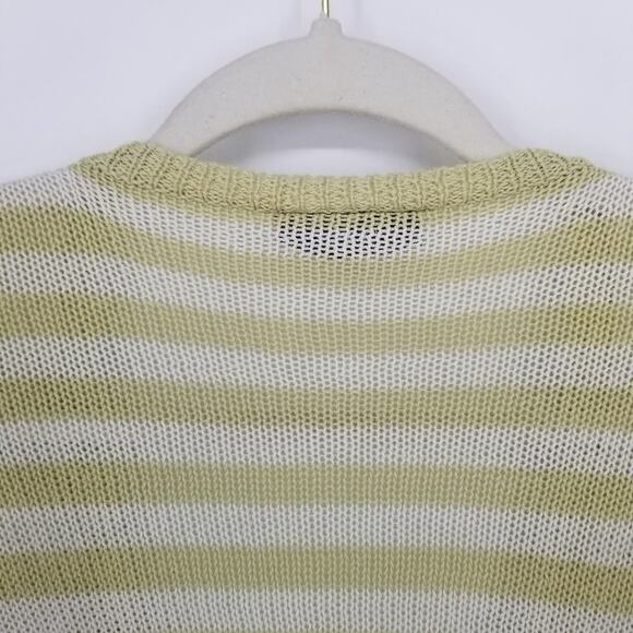 3/$25 Wooden Ships Striped Cardigan Sweater M / L Button Down V Neck Pockets - Picture 7 of 7
